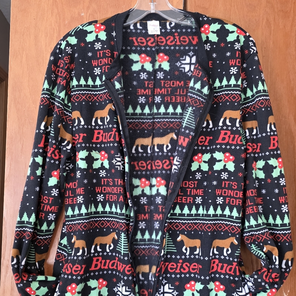 Budweiser Christmas Holiday Clydesdales Union Suit Pyjamas Long Underwear Small